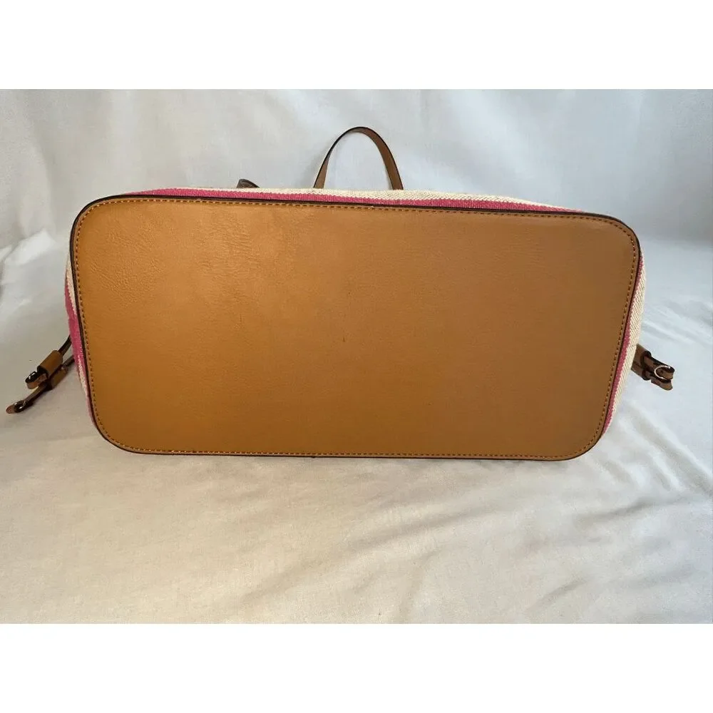Apt. 9 Pink/Tan Striped Tote Bag/Purse w/ Pouch, NWT Medium Size, Handles